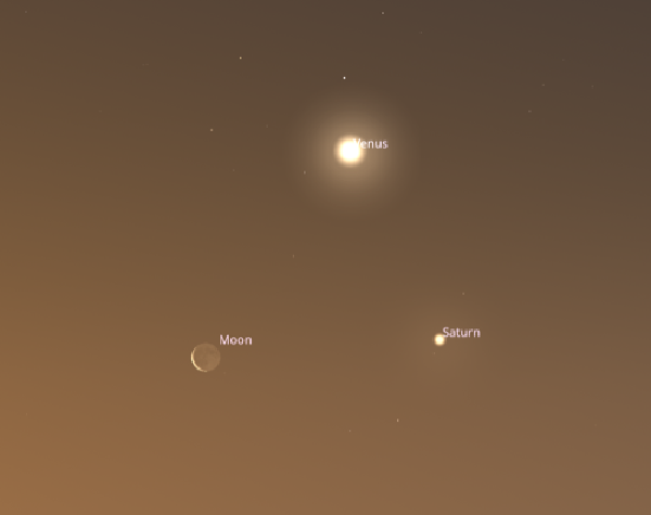Venus, Saturn and the Moon on April 25th