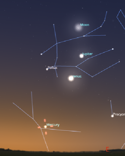 The Moon near Mercury join in, early AM, Aug. 19