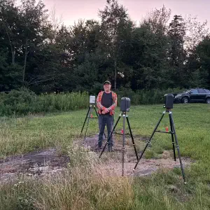 NBAS member Bob Donahue with (part of) his telescope "fleet"
