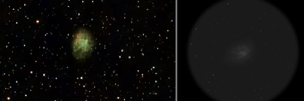 Comparison of the Crab Nebula optically with an unprocessed smart scope image