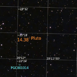 Pluto identified within a star field