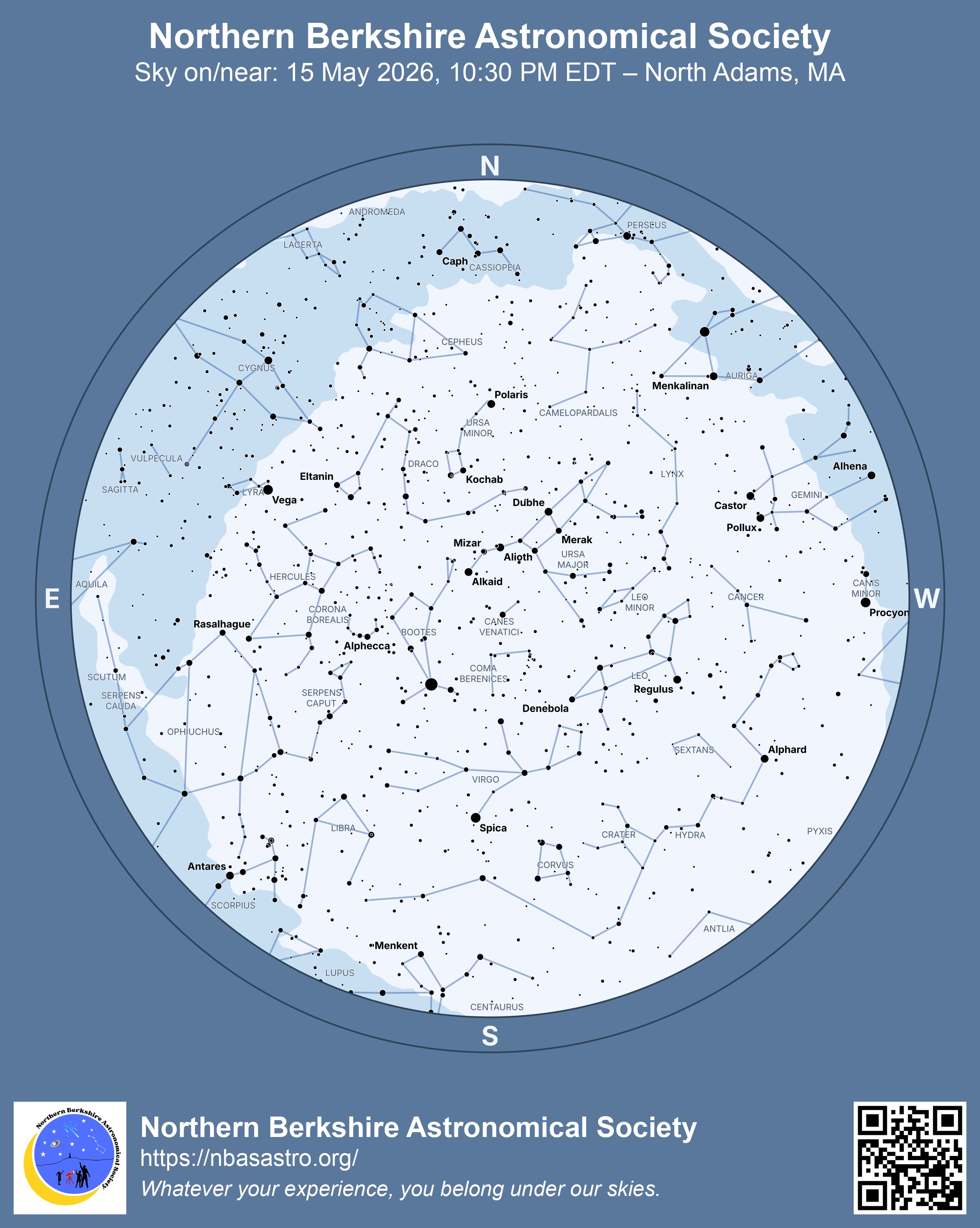 Reference starmap for May 2026 (no planets)