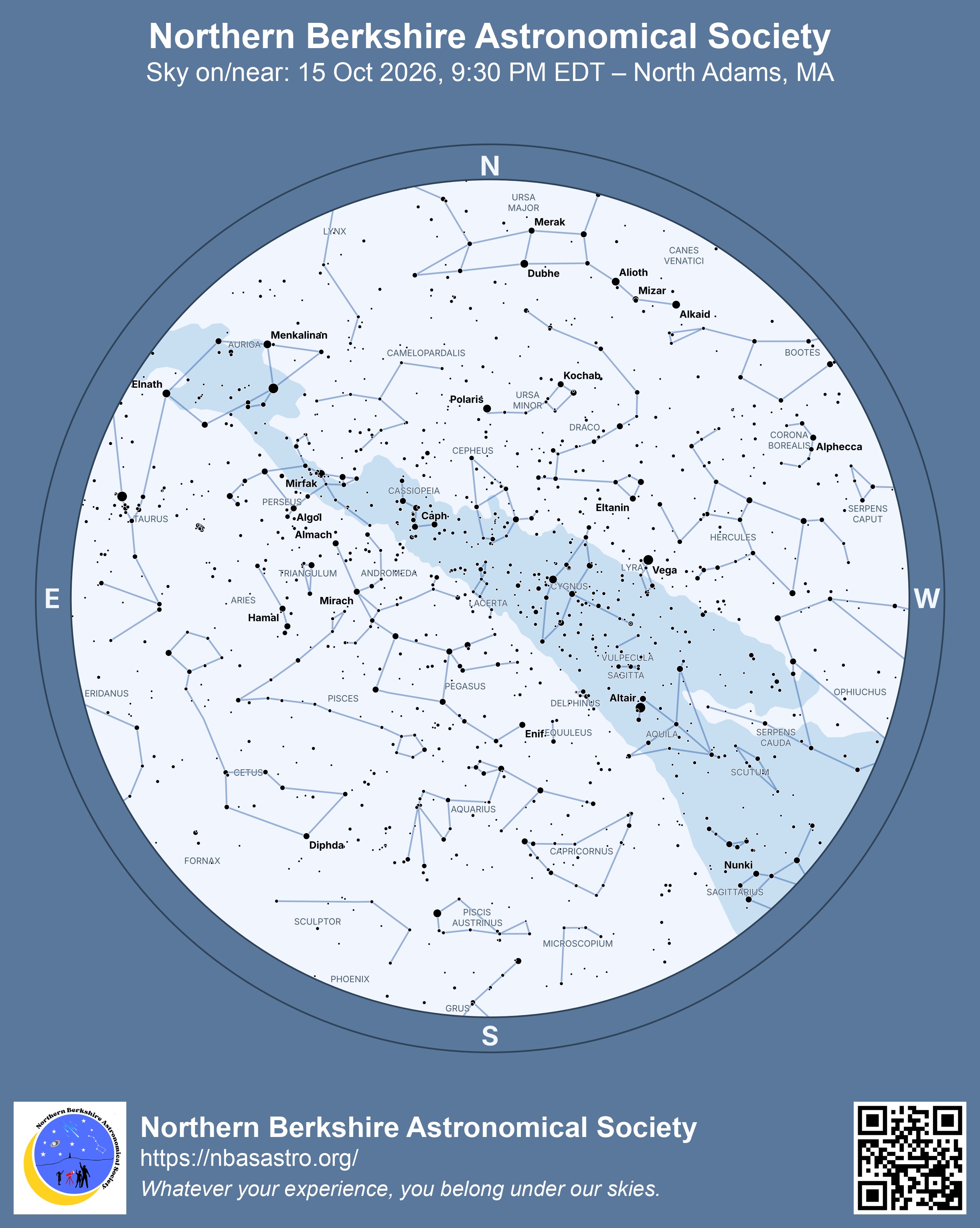 Reference starmap for October 2026 (no planets)